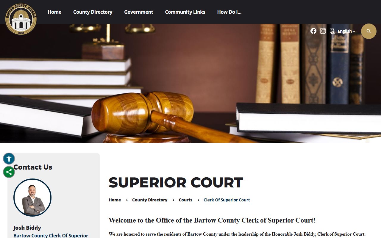 Bartow County Clerk of Superior Court records office landing page