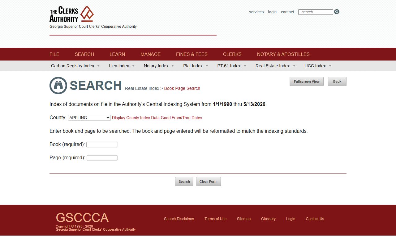 Bartow County Clerk of Superior Court records GSCCCA book page search