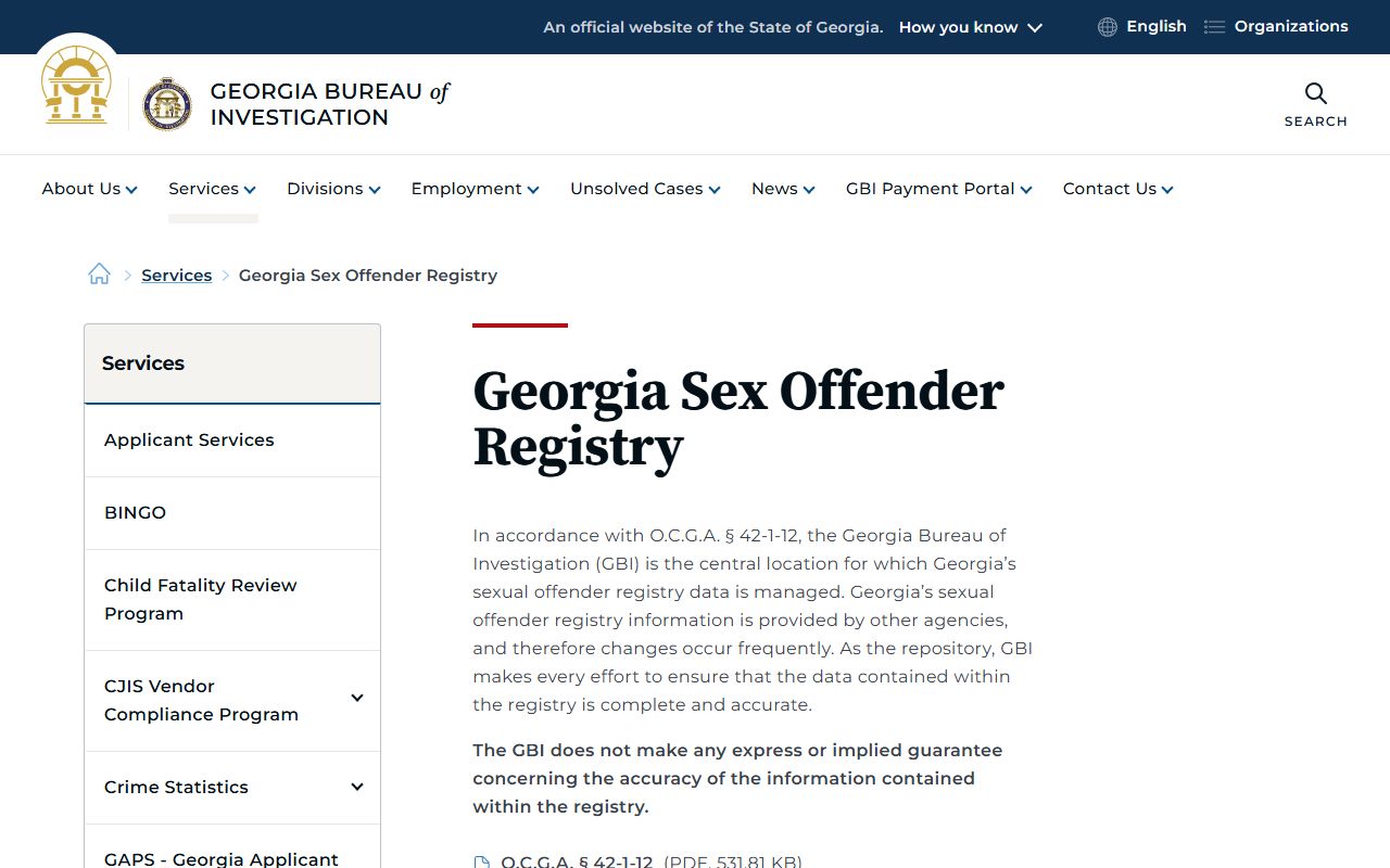 Bartow County arrest records GBI sex offender registry source