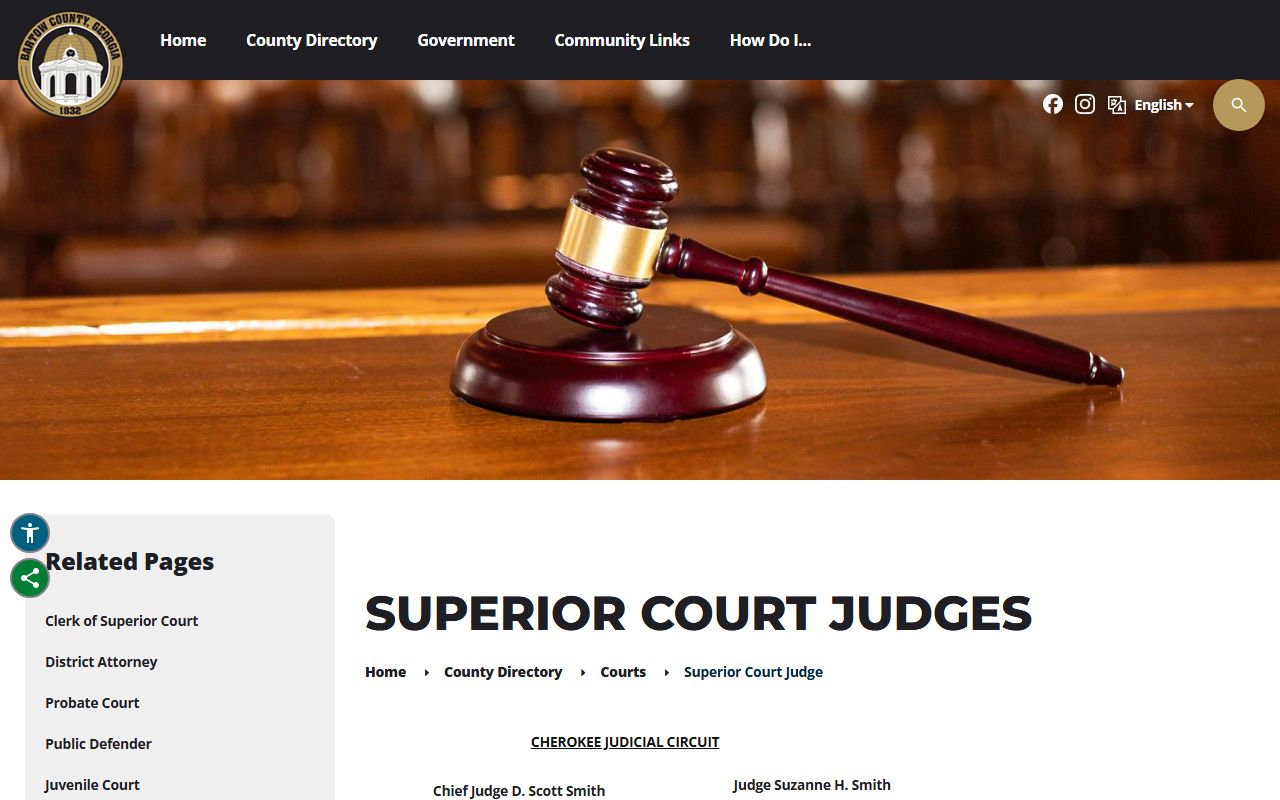 Bartow County court dockets Superior Court judge contacts