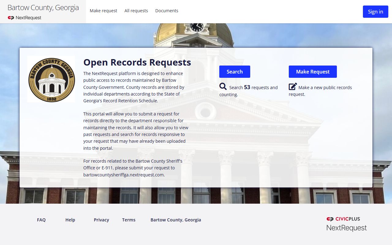 Bartow County court records open records request portal exclusions