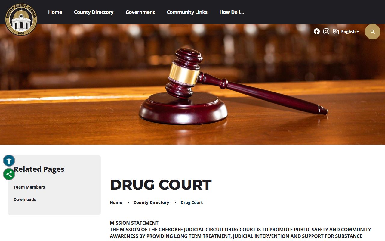 Bartow County criminal court records Cherokee Judicial Circuit Drug Court