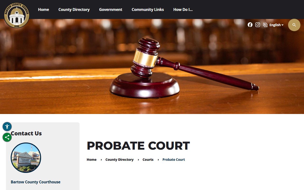 Bartow County probate court records services page