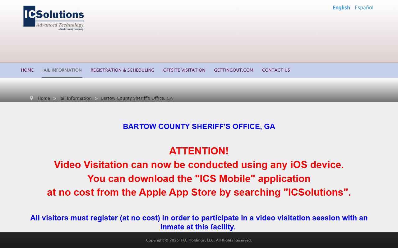 Bartow County inmate records ICSolutions visitation setup