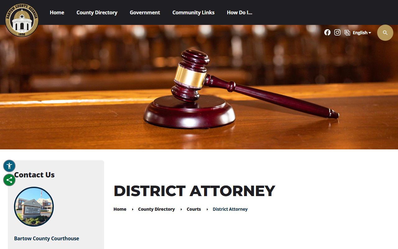 Bartow County Superior Court District Attorney contact page