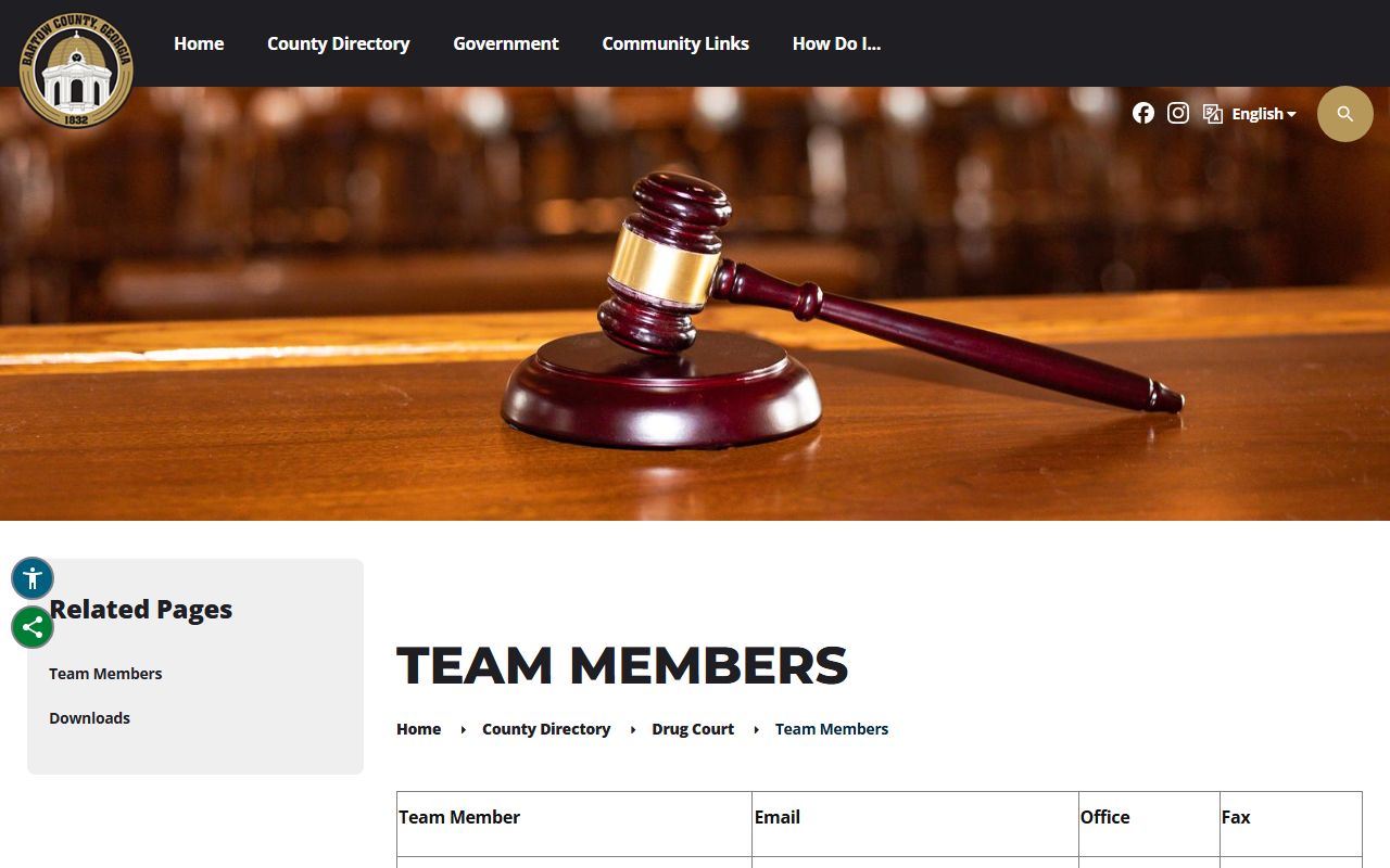 Bartow County Superior Court Drug Court team members