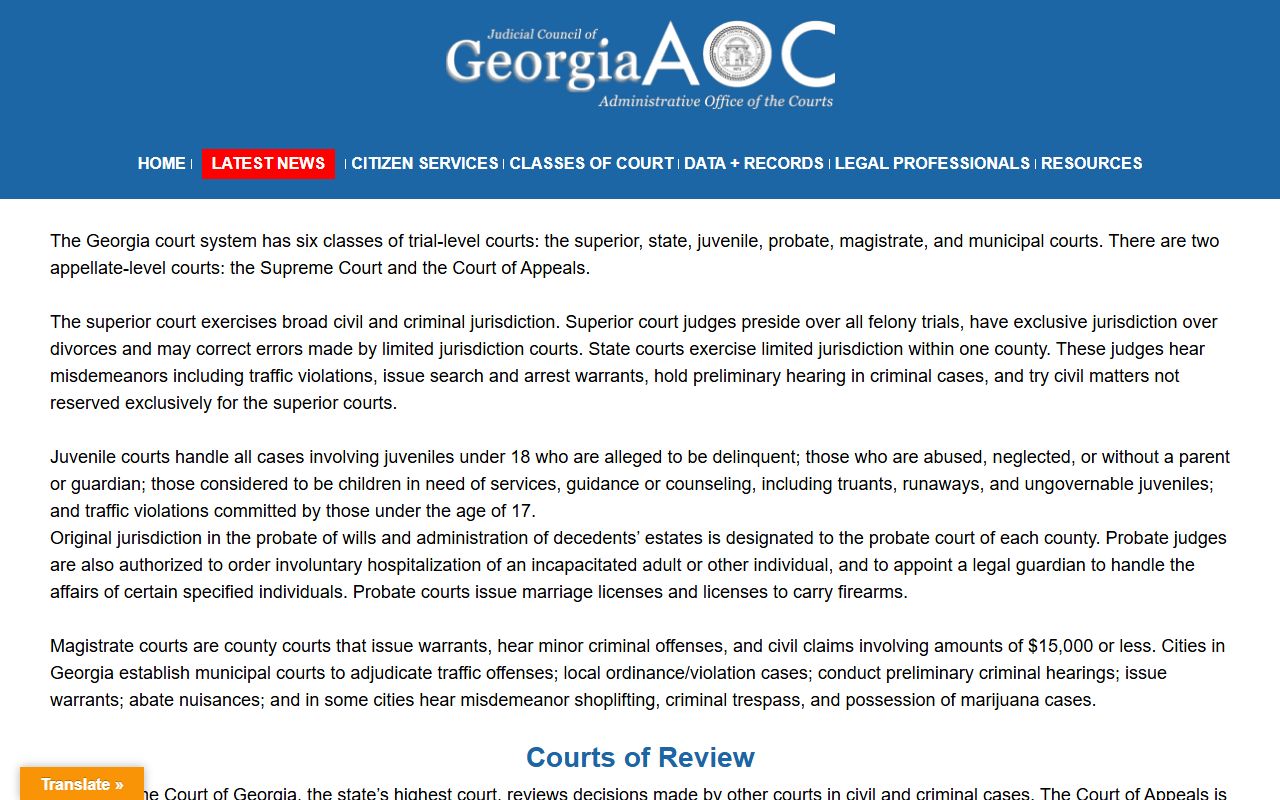 Bartow County Superior Court Georgia court hierarchy and jurisdiction