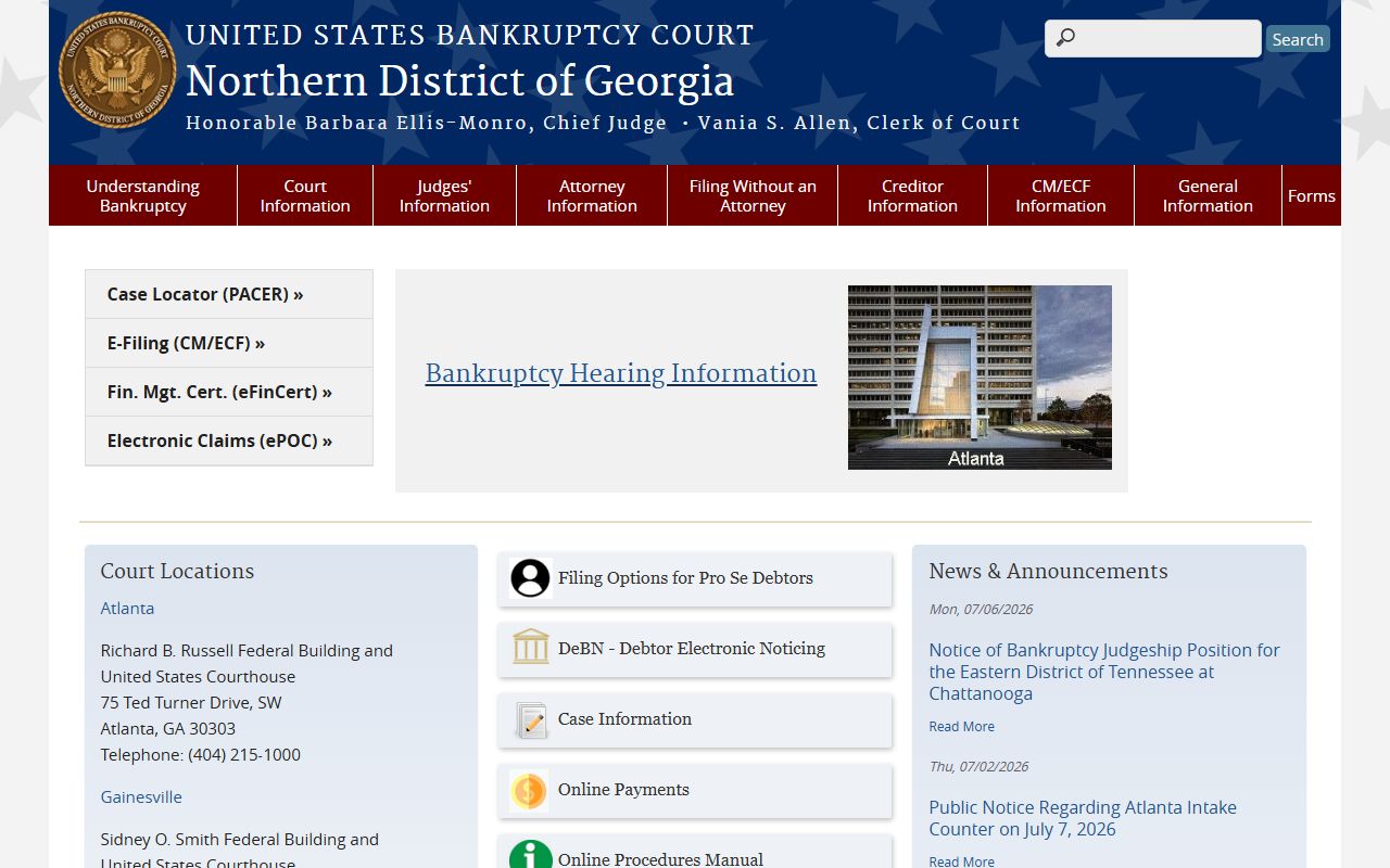 Bartow County traffic court records federal bankruptcy source boundary