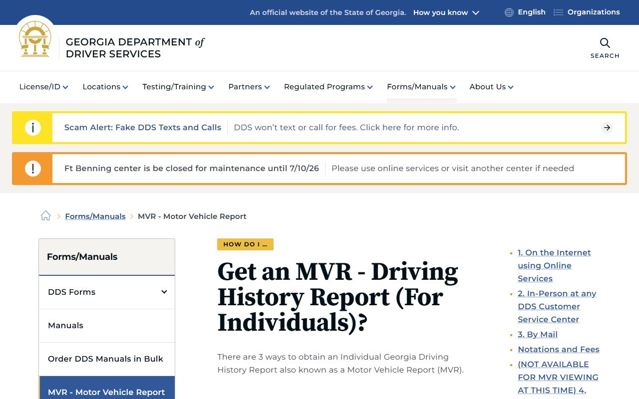 Bartow County warrant records Georgia DDS driving history instructions