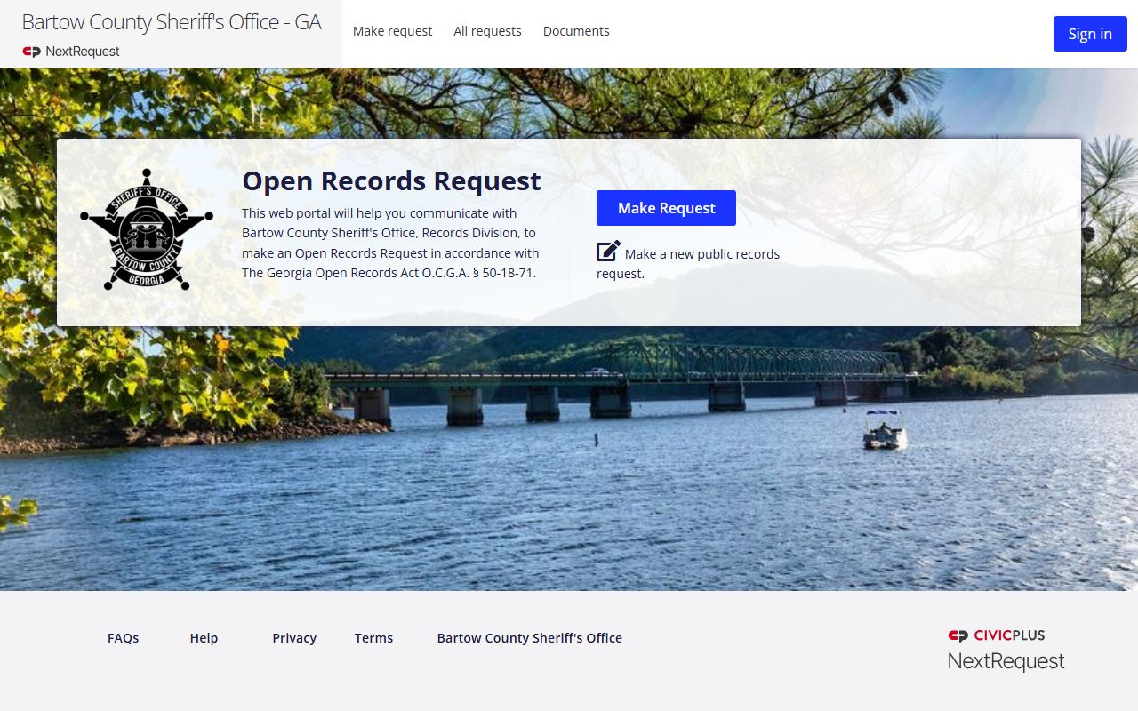 Bartow County warrant records sheriff open records portal
